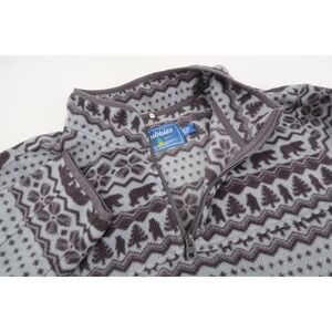 Chubbies Fleece 1/4 Zip Pullover Mens XXL Gray Fair Isle Nordic Bears 2XL‎